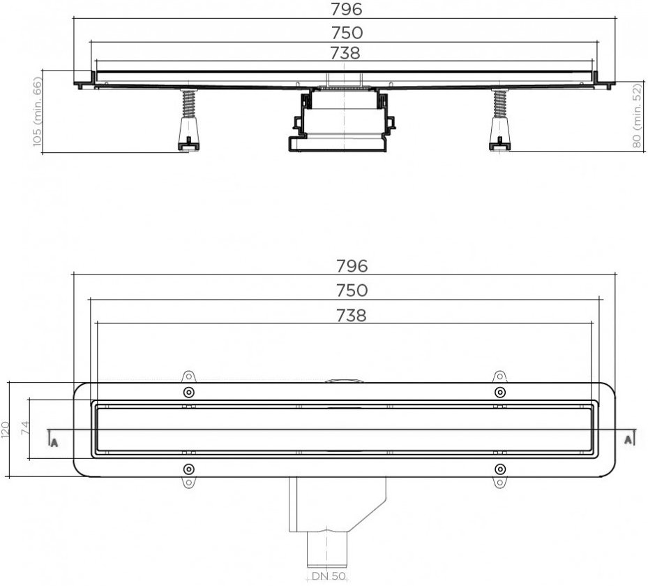 Душевой лоток Pestan Betto Line 75 13702511 хром