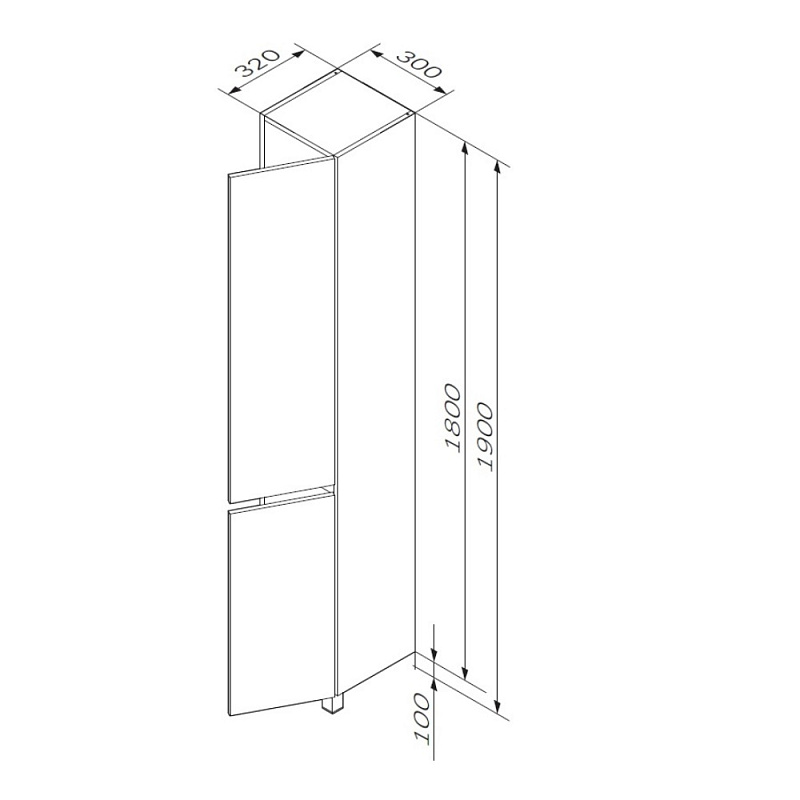 Шкаф-пенал AM.PM Gem S 30см M91CSR0306WG белый глянцевый