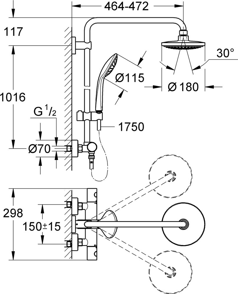 Душевая стойка Grohe Euphoria System 180 27296001 хром