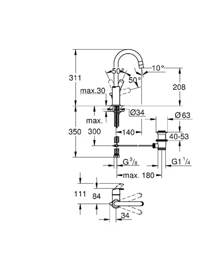Смеситель для раковины Grohe Eurosmart New 23537002 хром
