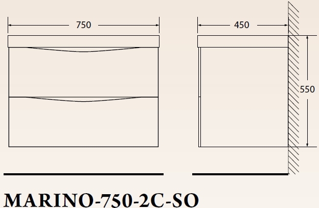 Тумба с раковиной BelBagno Marino 75 MARINO-750-2C-SO-BL-P белая глянцевая