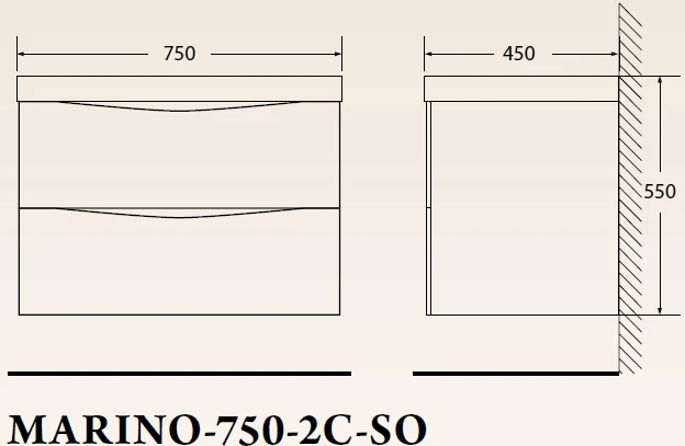 Тумба с раковиной BelBagno Marino 75 MARINO-750-2C-SO-BL-P белая глянцевая