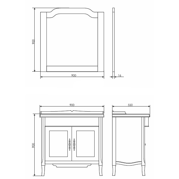 Зеркало Comforty Версаль 90 00003130382CF слоновая кость