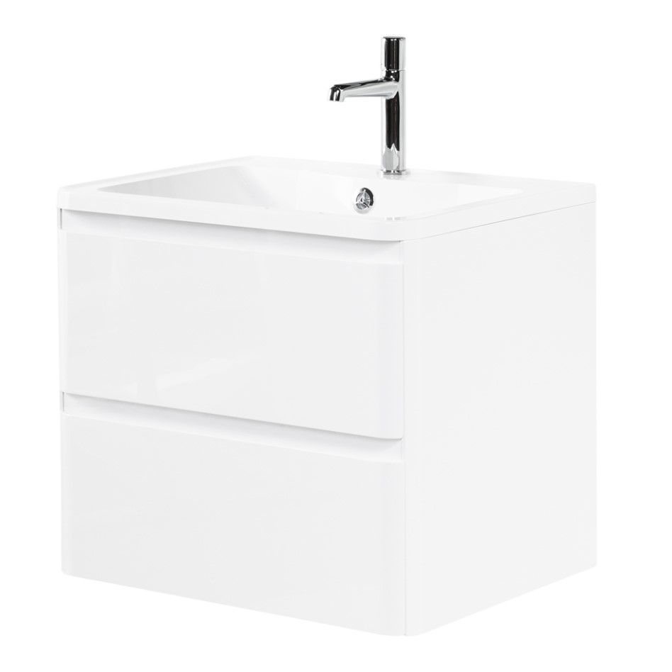 Тумба с раковиной BelBagno Albano 60 ALBANO-600-2C-SO-BL белая глянцевая