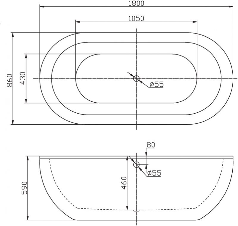 Акриловая ванна BelBagno 180x90 BB13-1800 белая глянцевая