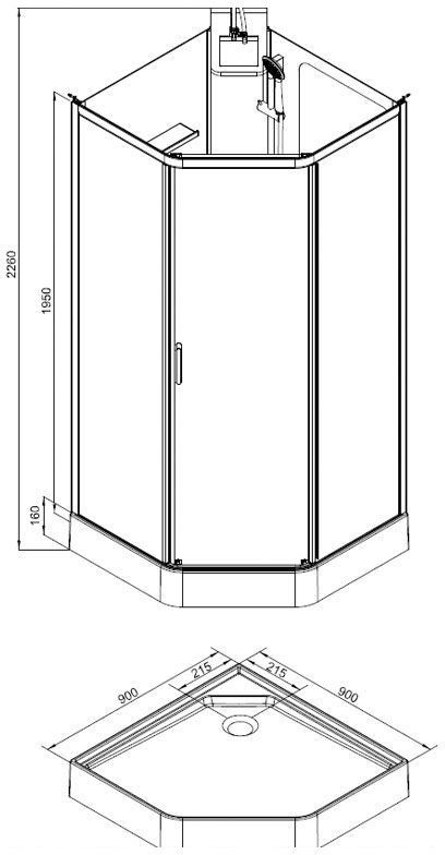 Душевая кабина Aquanet Passion P 90x90см прозрачное стекло