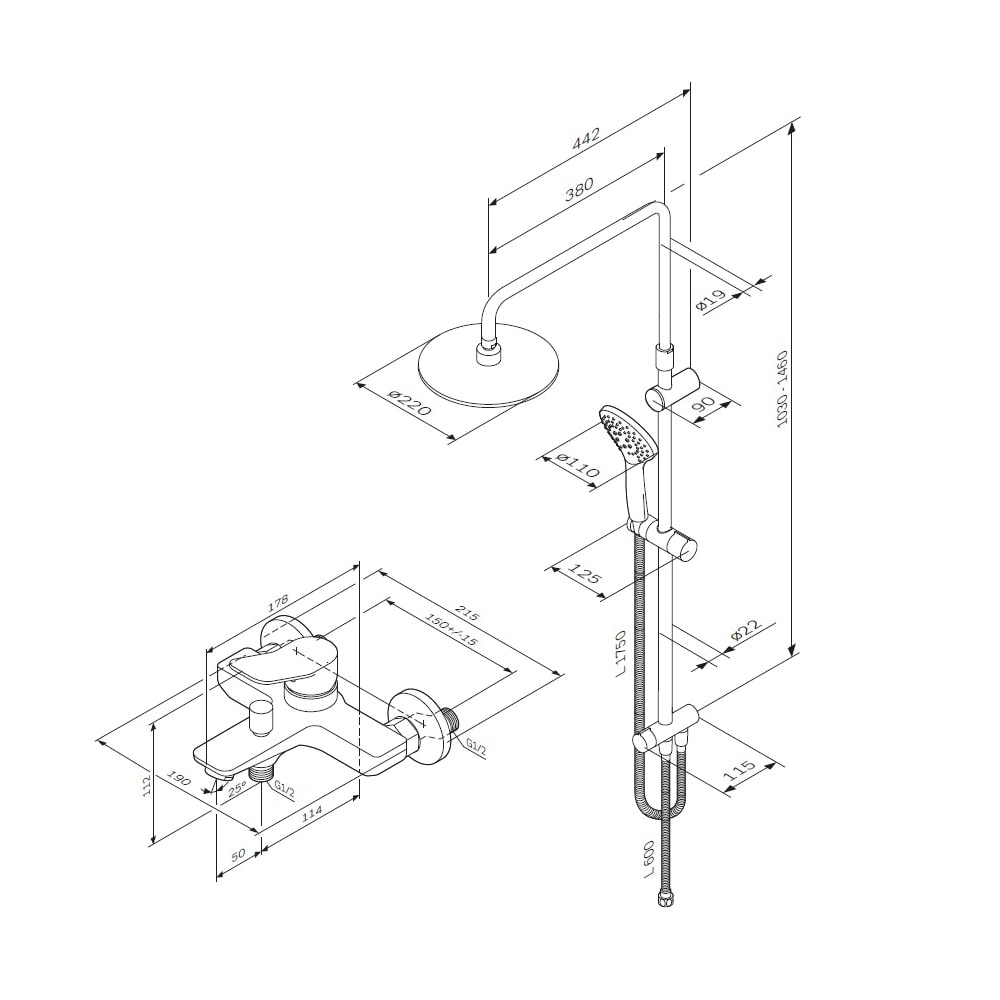 Душевая стойка AM.PM X-Joy F40885A34 хром