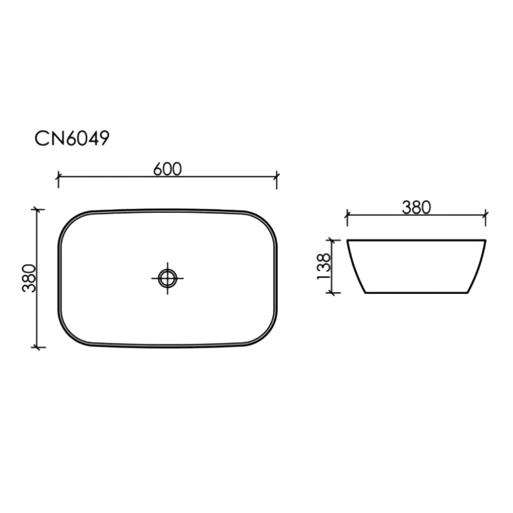 Раковина накладная Ceramica nova Element 600*380*138мм CN6049MW белая матовая