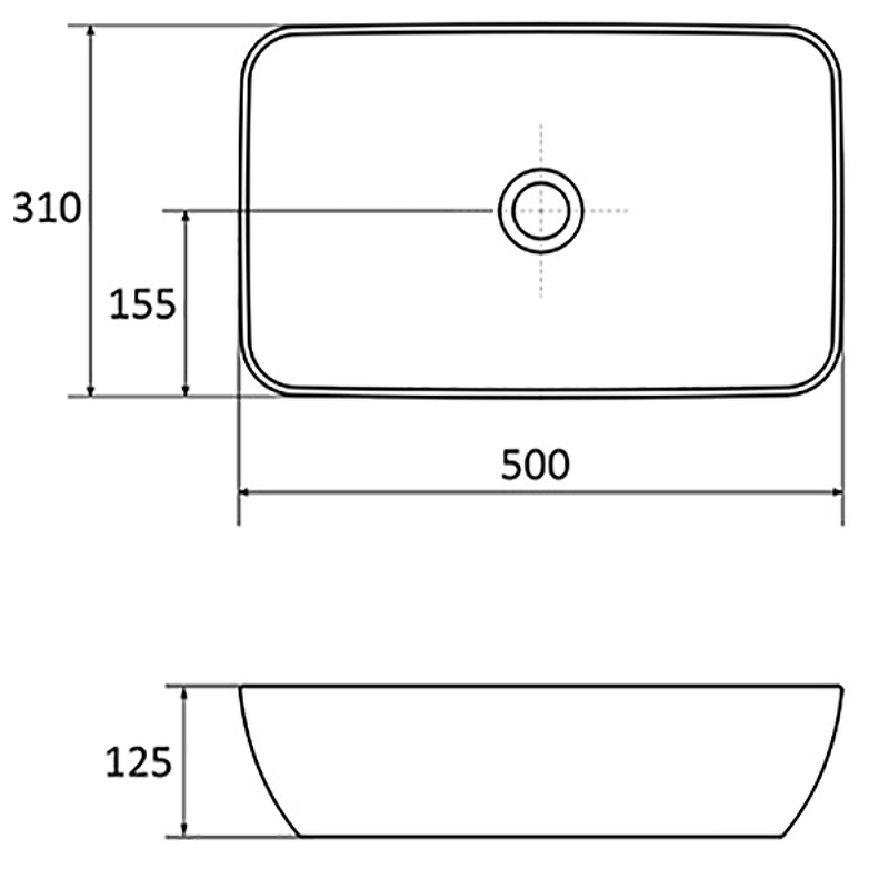 Раковина накладная Ravak Uni 500 R Slim XJX01150001 белая матовая