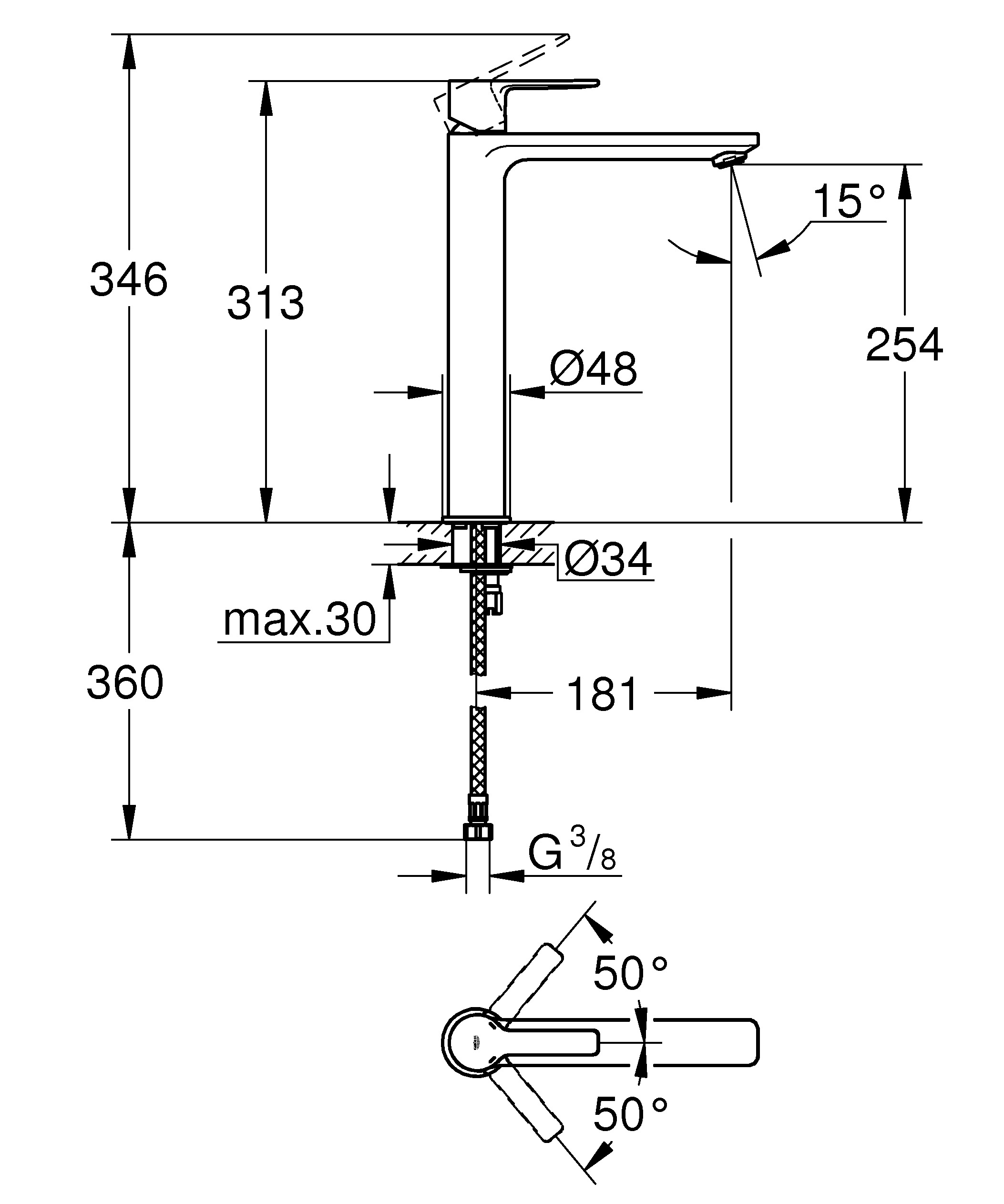 Смеситель для раковины Grohe Lineare 23405001 хром