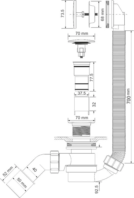 Слив-перелив для ванны McAlpine MRB12 хром