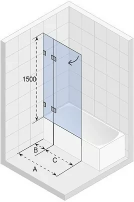 Шторка на ванну Riho VZ Scandic NXT X109V 90x150см L G001153121 профиль черный, стекло прозрачное