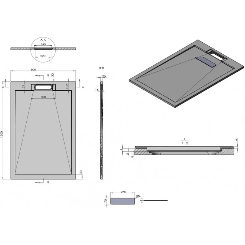 Душевой поддон Esbano Luxe 120х80 ESPLX 128W белый