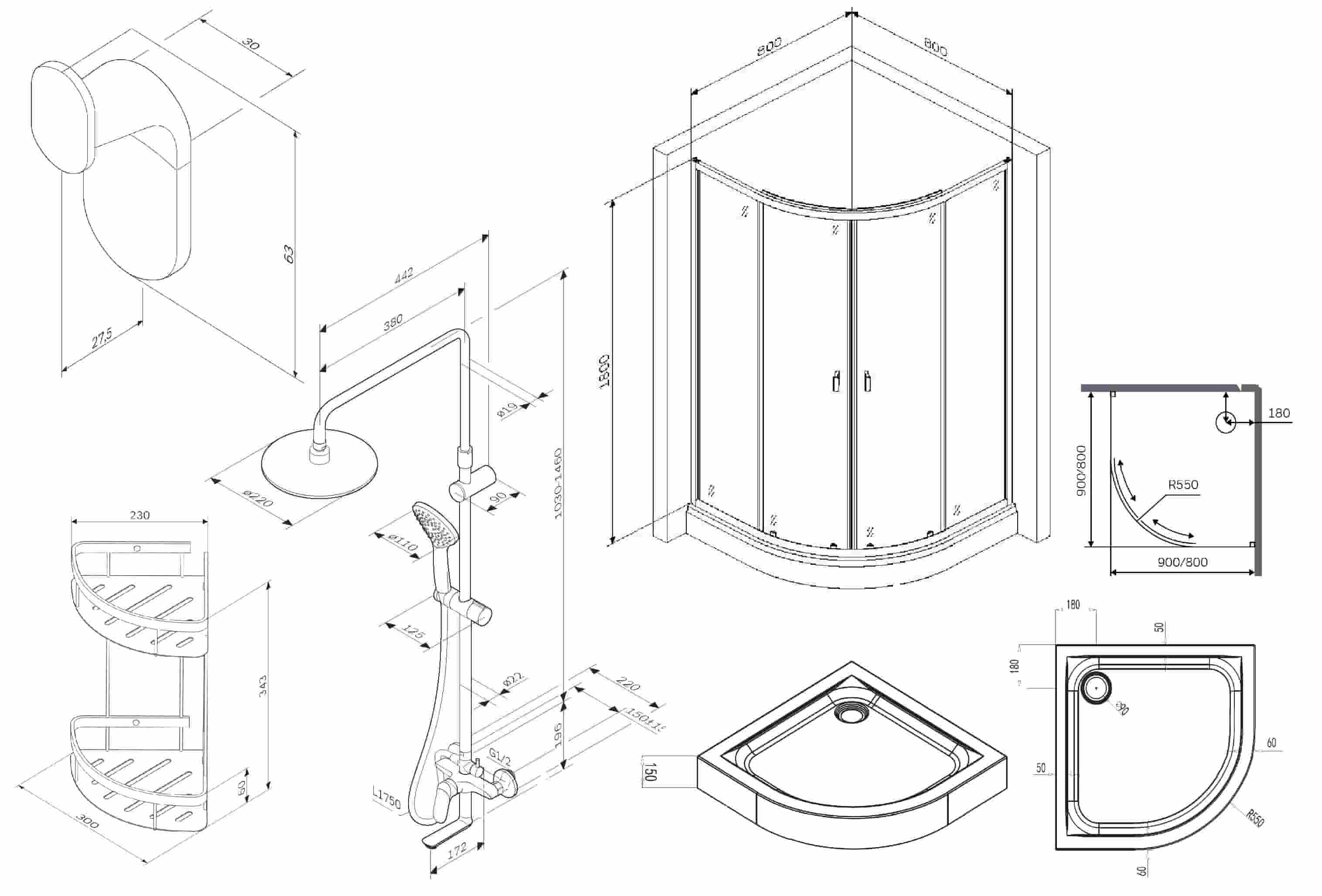 Душевой уголок AM.PM X-Joy 80x80 WK88EG профиль хром, стекло прозрачное