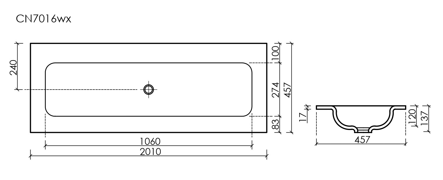 Раковина встраиваемая Ceramica Nova Grace 120см CN7016MBwx черная матовая