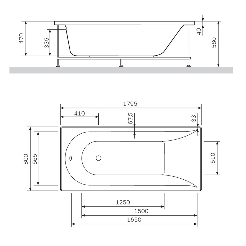 Каркас для ванны AM.PM Spirit W72A-180-080W-R2 Серый