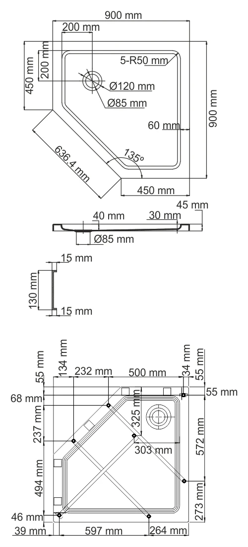 Душевой поддон Wasserkraft Isen 90x90см 26T11 белый