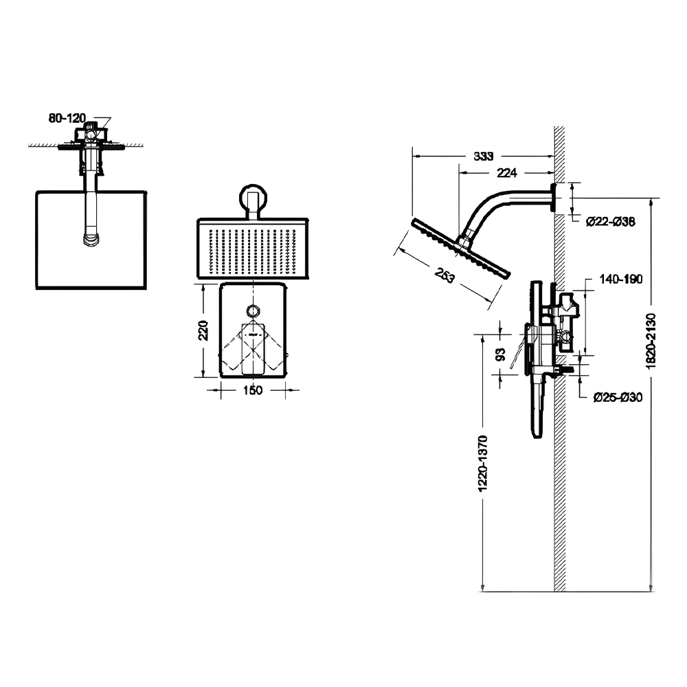 Душевой комплект Bravat Phillis F856101C-B-ENG с внутренней частью, хром