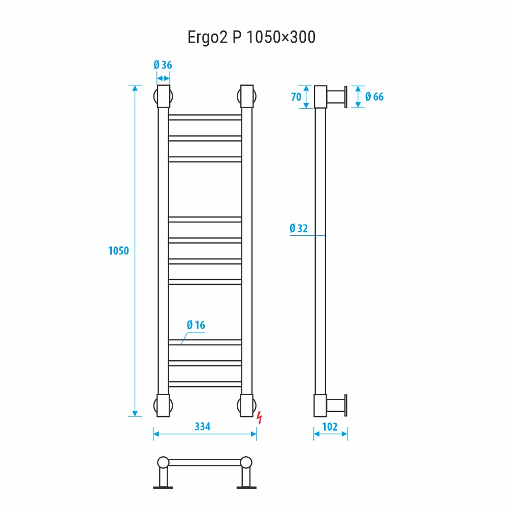 Полотенцесушитель электрический Energy ERGO2 P 105х30 см EETRERGO2P105300000 хром