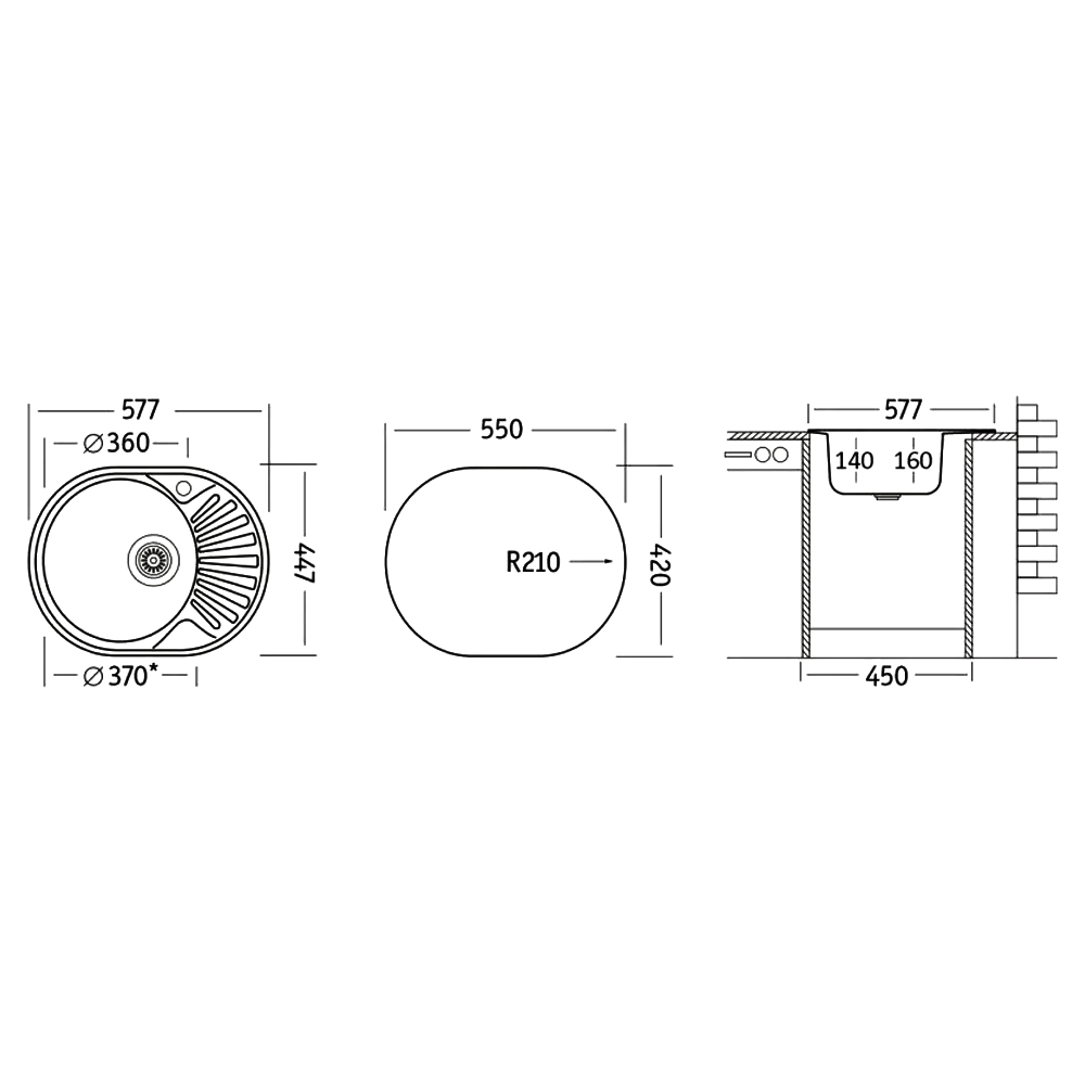 Кухонная мойка Ukinox Фаворит 58х45см FAL577.447 -GT8K 2L хром