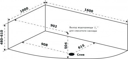 Акриловая ванна Azario Микона 160х100 правая МИВ0002 белая глянцевая