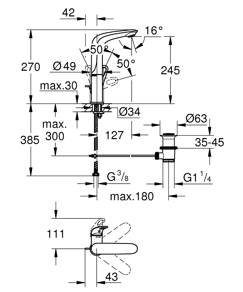 Смеситель для раковины Grohe Eurostyle New 23569LS3 белый