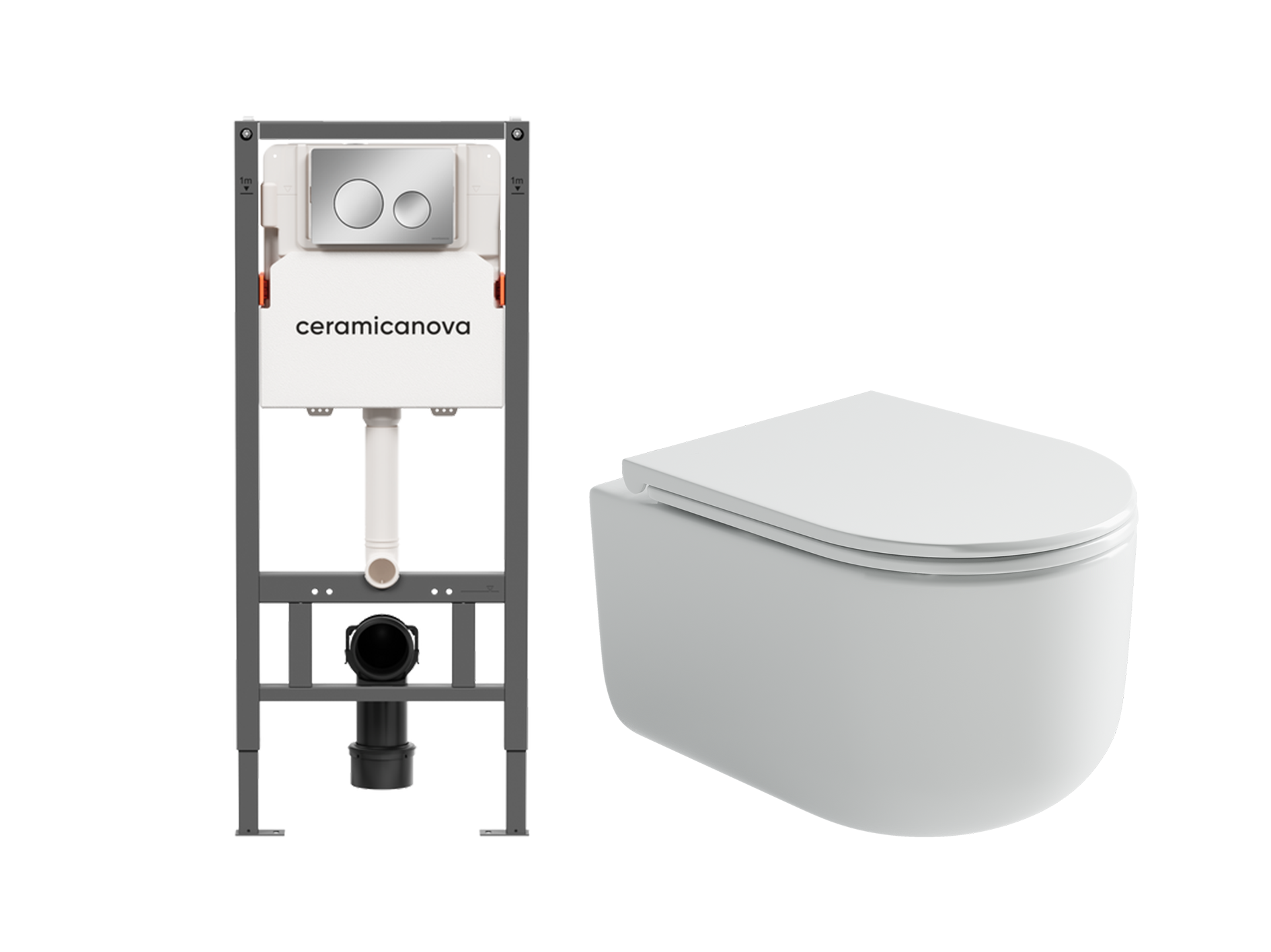 Комплект инсталляции Ceramica Nova CN121001CH с унитазом CN4006, кнопка хром глянец