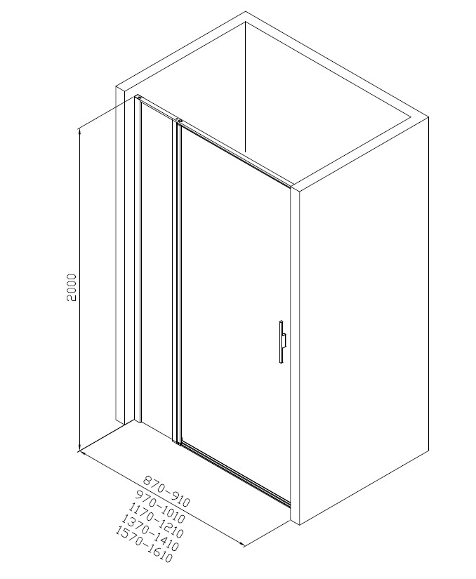 Душевая дверь в нишу Allen Brau Priority 160x200 см 3.31038.BA профиль серебро, стекло прозрачное