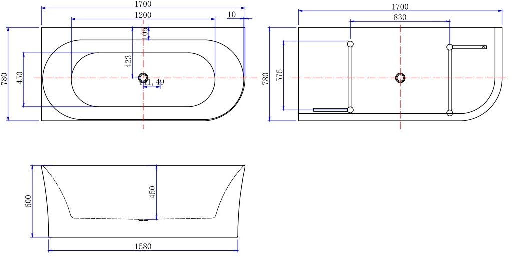 Акриловая ванна Allen Brau Priority 4 В 170x78 2.31004.21B белый матовый