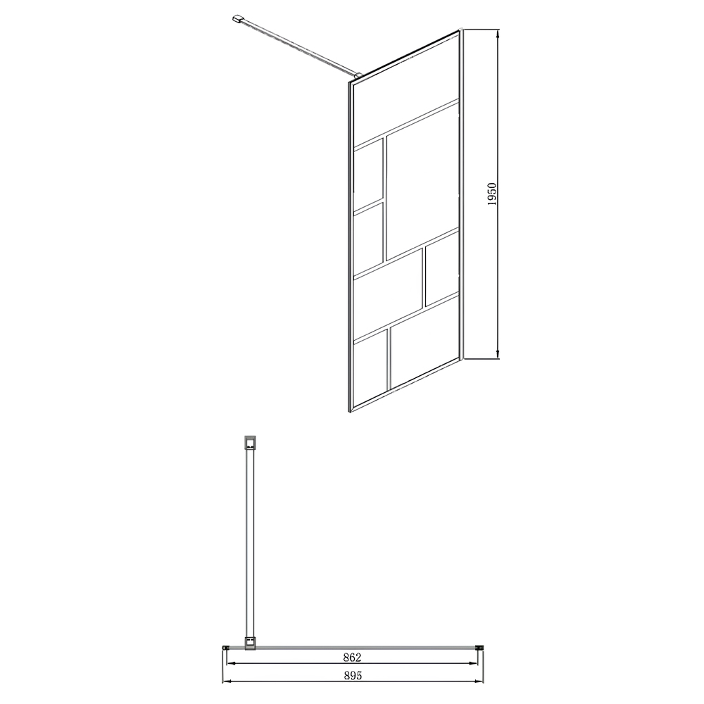 Душевая перегородка Bravat Blackline 90x195см BG090.6414B профиль черный, стекло прозрачное