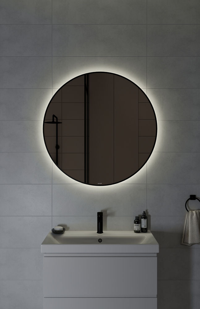 Зеркало Cersanit ECLIPSE smart 90x90 с подсветкой круглое черная рама 64148