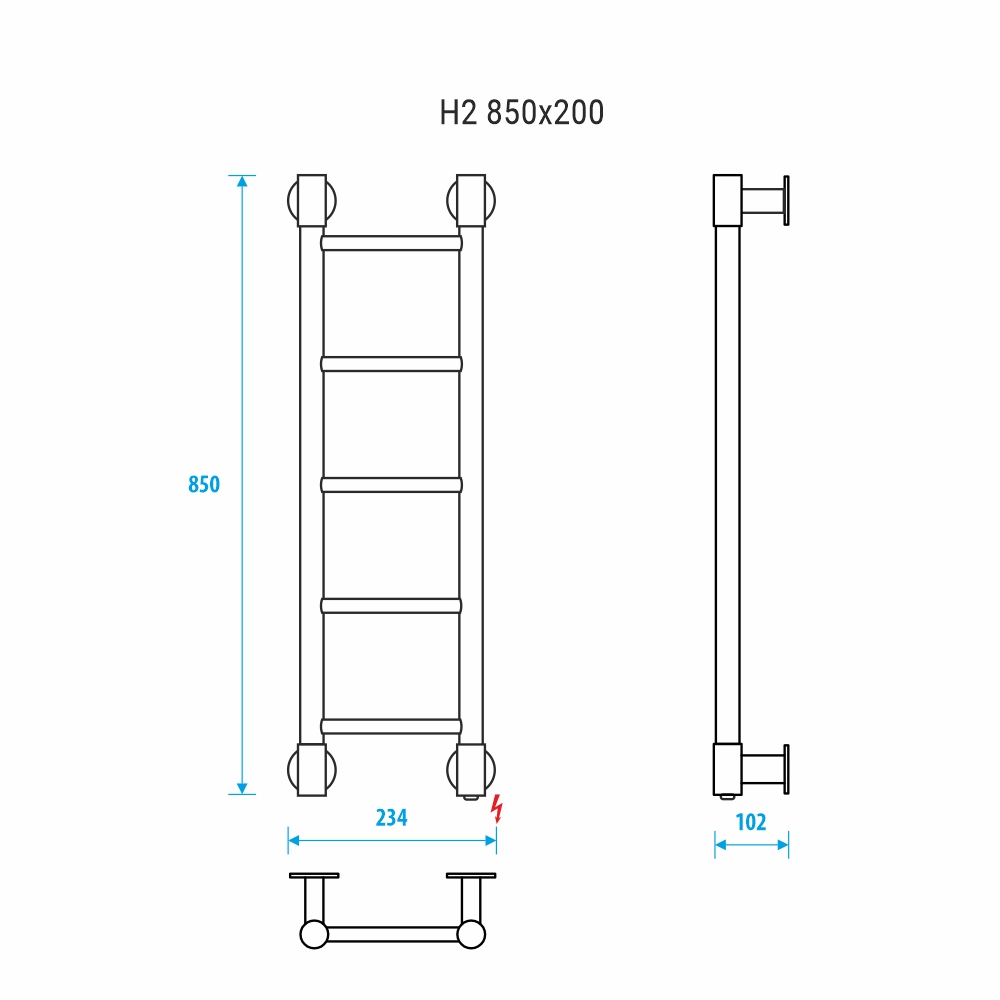 Полотенцесушитель электрический Energy H2 85х20 см EETR0000H2852000000 хром