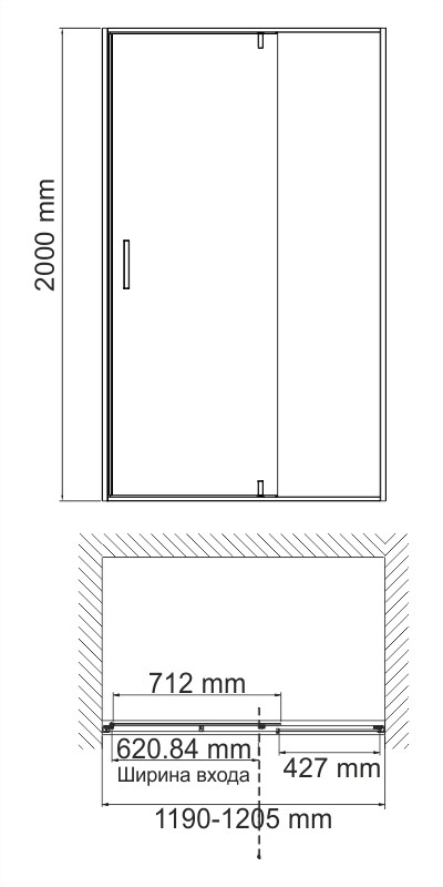 Душевая дверь в нишу Wasserkraft Neime 120см 19P05 профиль белый, стекло прозрачное