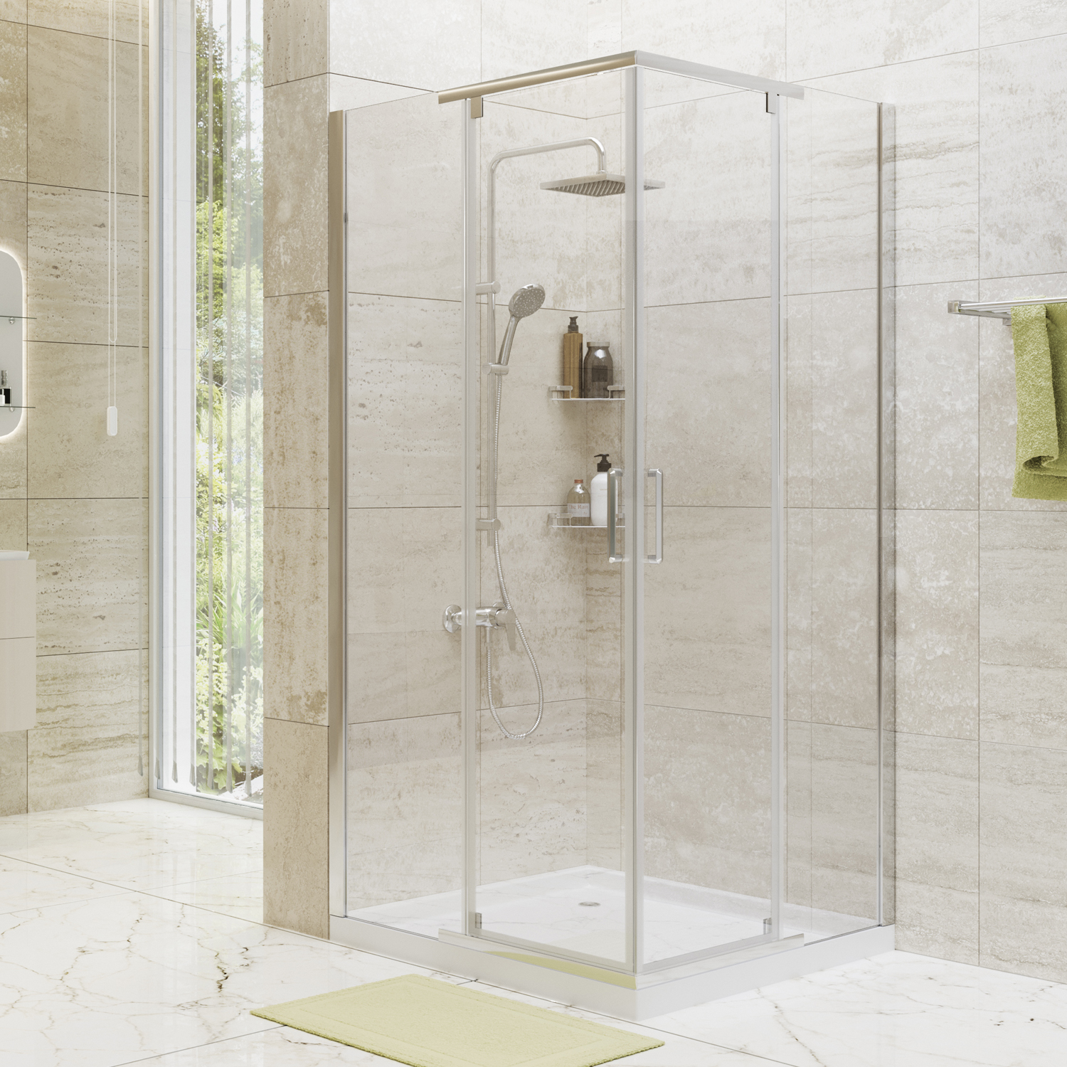 Душевой уголок Wasserkraft Leine 90x90см 35P03 профиль хром, стекло прозрачное