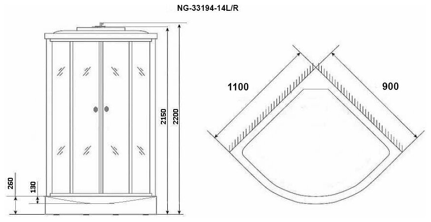 Душевая кабина Niagara Classic 110x90см NG-33194 L профиль хром