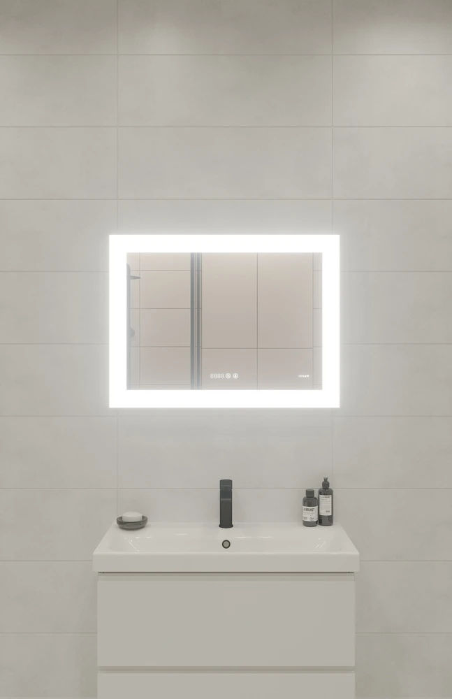 Зеркало Cersanit LED 060 pro 80*60, с подсветкой, антизапотевание, часы, KN-LU-LED060*80-p-Os