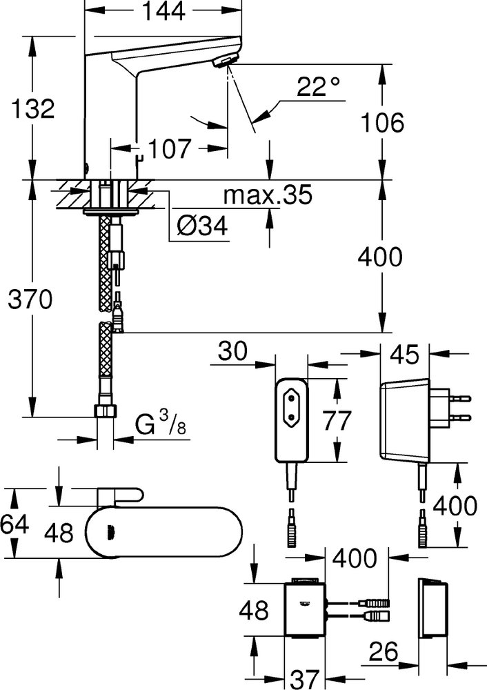 Смеситель для раковины Grohe Eurosmart Cosmopolitan E 36325001 хром