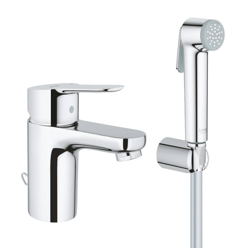 Смеситель для раковины Grohe BauEdge 23757000 с гигиеническим душем, хром