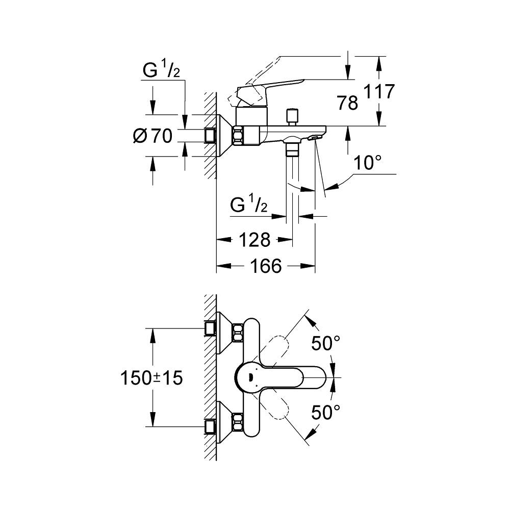 Смеситель для ванны с душем Grohe BauEdge 23334000 хром