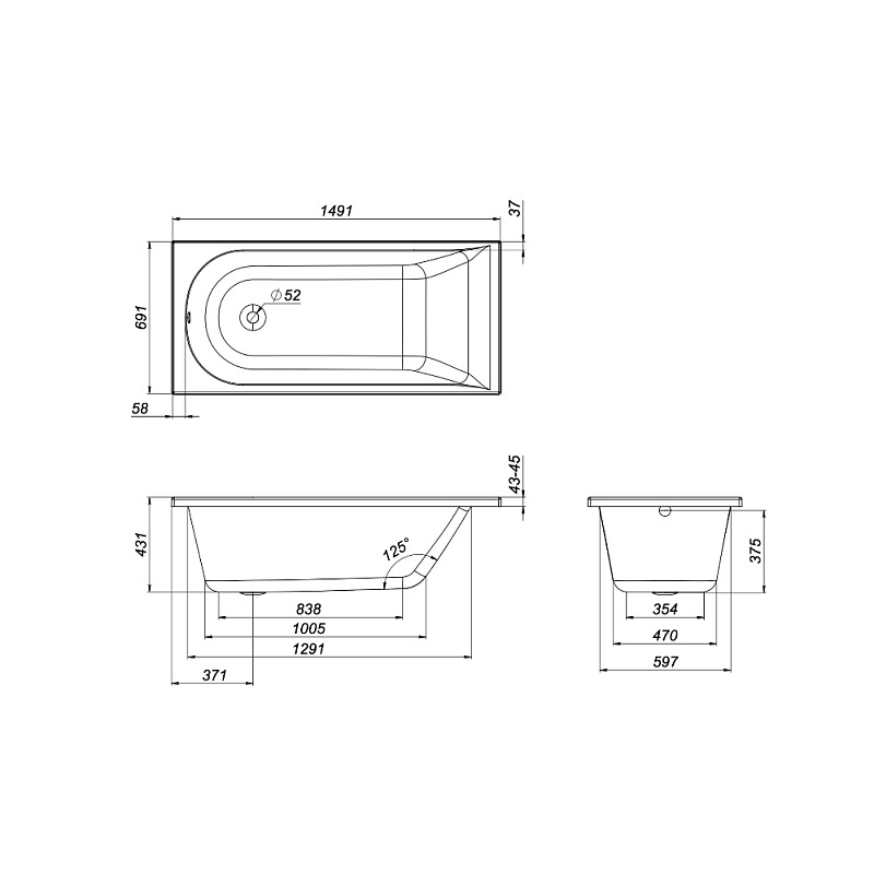 Акриловая ванна AM.PM Spirit 150x70 W72A-150-070W-A2 белая глянцевая