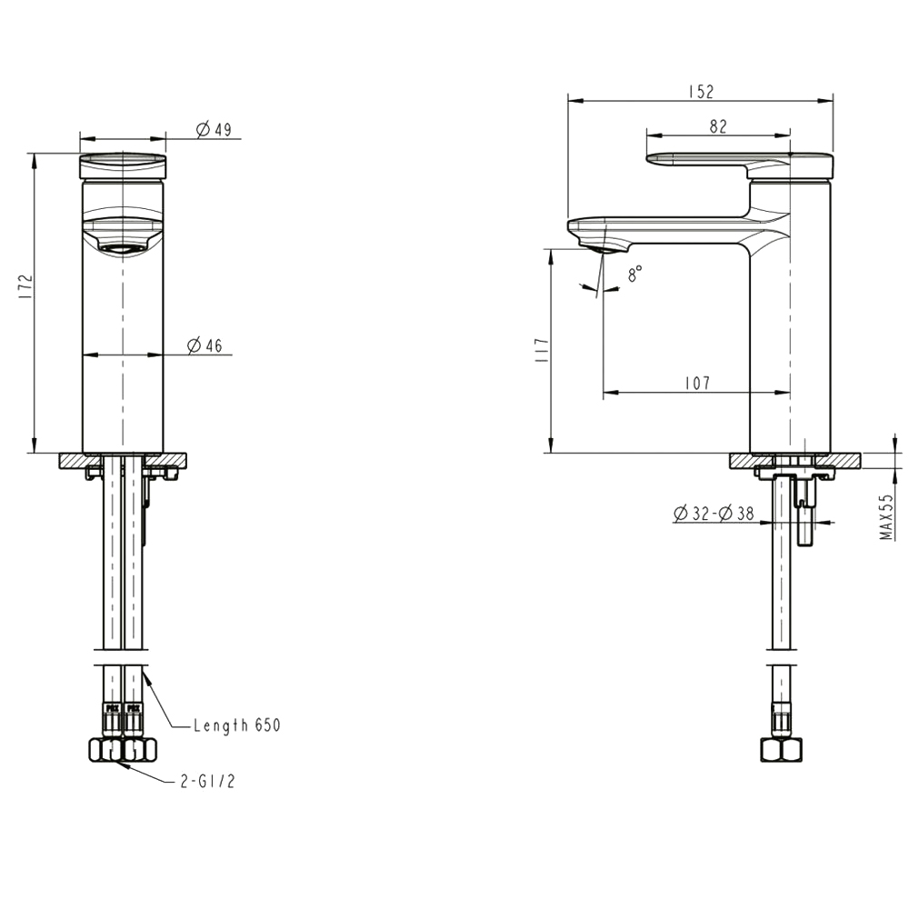 Смеситель для раковины Bravat Eddie F1369402BW-ENG черный