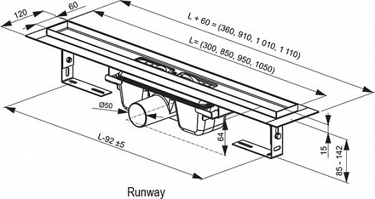 Душевой лоток Ravak Runway (X01390) (950 мм)