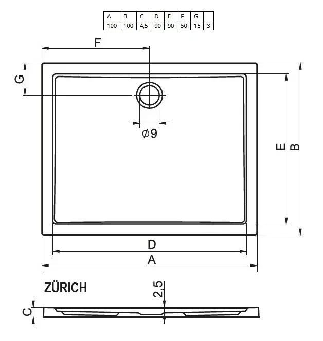 Душевой поддон Riho Zurich 100х100см D001012005 белый