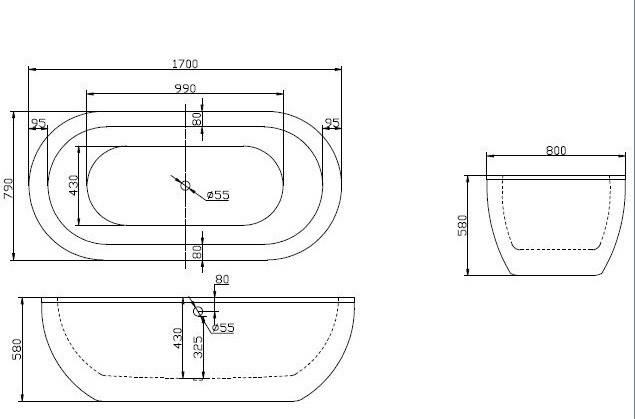 Акриловая ванна BelBagno 170x79 BB13-1700 белая глянцевая