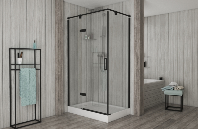 Душевой уголок Bravat Blackline 80x120см BS120.3112AB профиль черный, стекло прозрачное