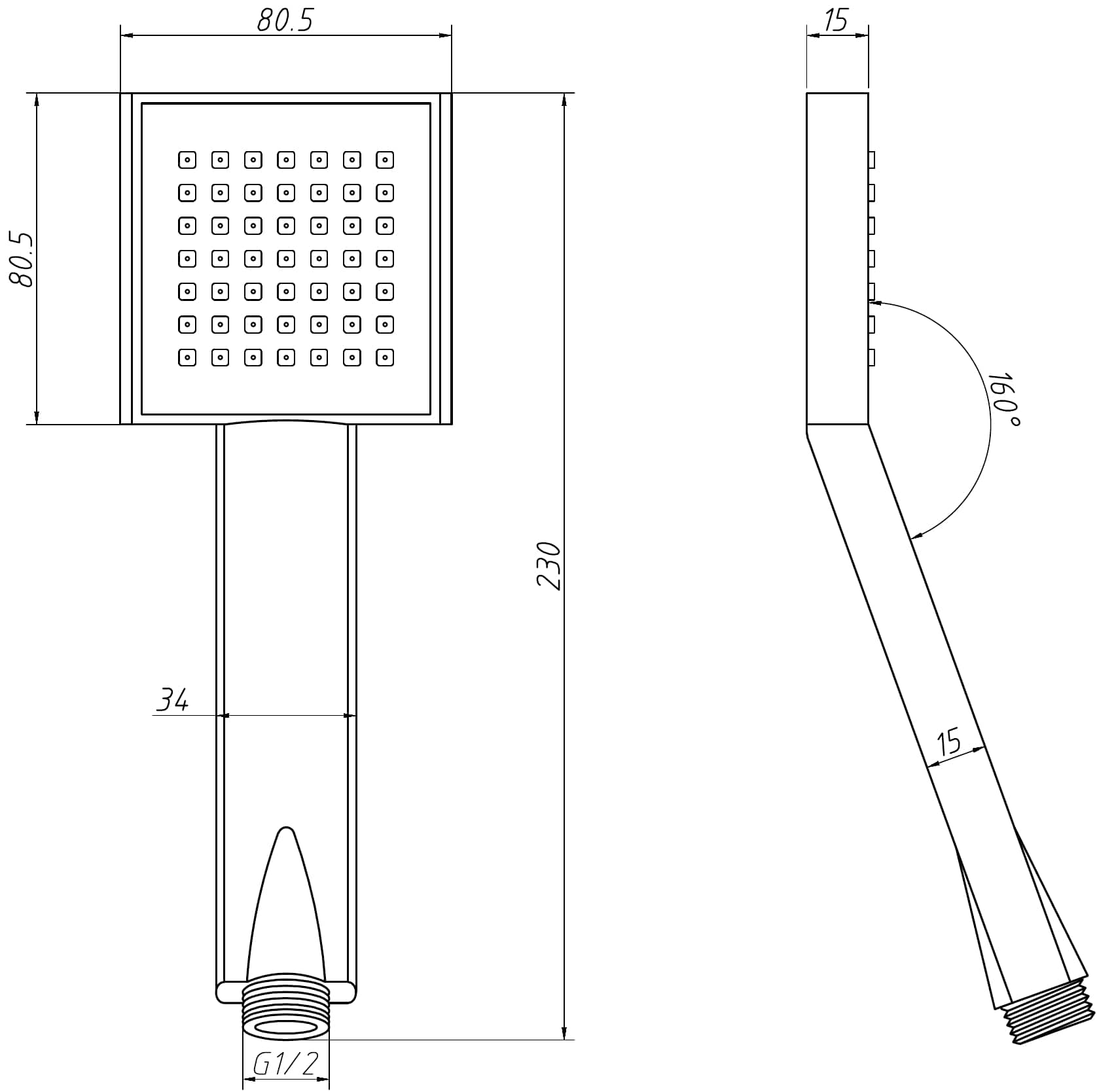 Душевая лейка Aquanet Square AF210-81S-S