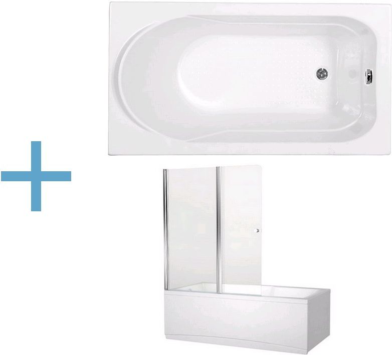 Акриловая ванна Aquanet West 130x70 со шторкой Aquanet Alfa 4 NF6222-pivot 204051 + 196049 белая