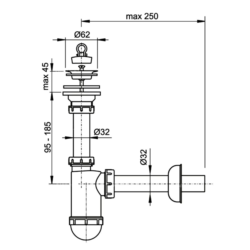 Сифон для раковины AlcaPlast A411 белый, хром