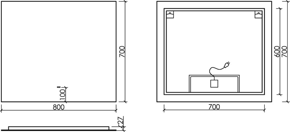 Зеркало Sancos 80х70 Square SQ800 с подсветкой