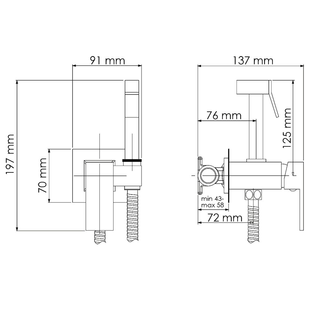 Гигиенический душ Wasserkraft A71138 со смесителем, хром